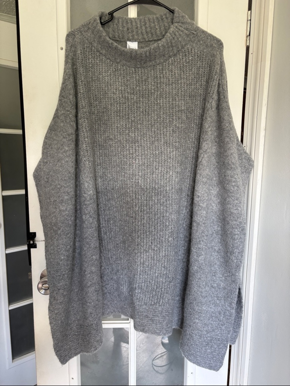 Time and Tru Heather Gray Cozy Turtleneck Sweater Poncho